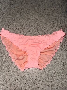 NWT Victoria’s Secret Ruffled Peach swim Bikini Bottoms XL